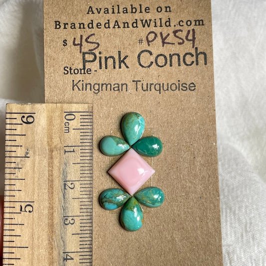 Pink Conch / Kingman Turquoise Cabochon - PK54 AFCA8430-DA50-43B3-A490-1D6C34EF1A9A Brandedandwild.com