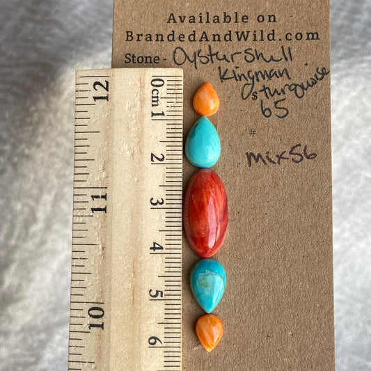 Oystershell - Kingman Turquoise Cabochon - MIX56