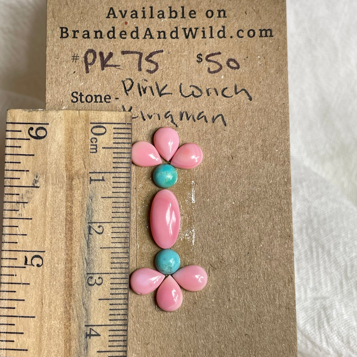 Pink Conch / Kingman Turquoise Cabochon - PK75