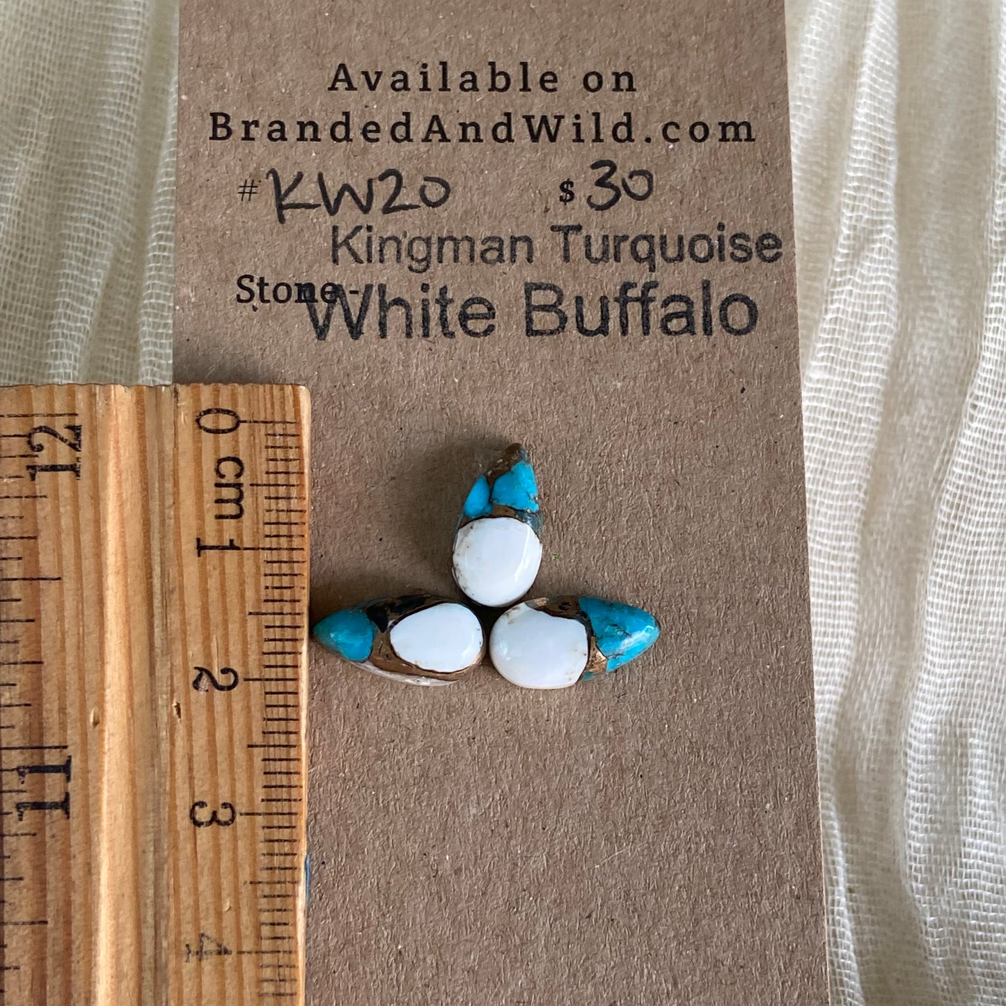 Kingman Turquoise, White Buffalo, Copper Cabochon - KW20