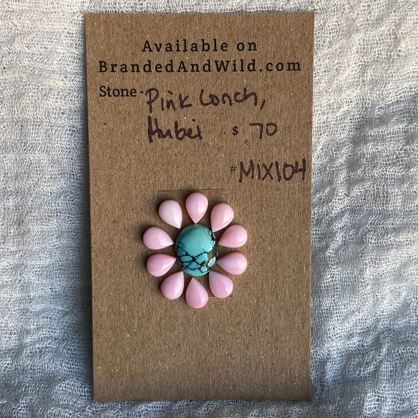 Hubei Turquoise / Pink Conch Cabochon - MIX104