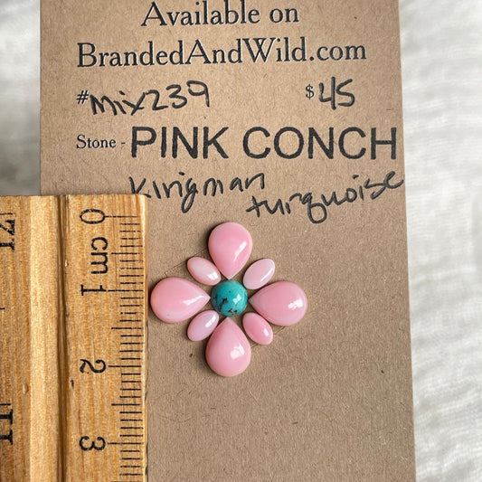 Kingman Turquoise / Pink Conch Cabochon - Mix239 B21E3E0A-884A-4A27-A151-3791A006AD8A Brandedandwild.com