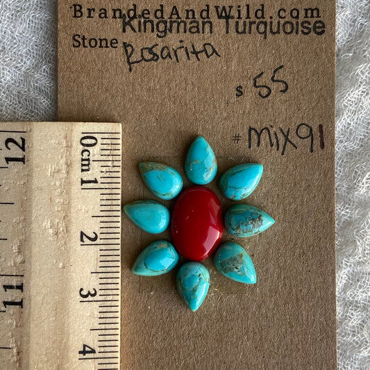 Rosarita - Kingman Turquoise Cabochon - MIX91