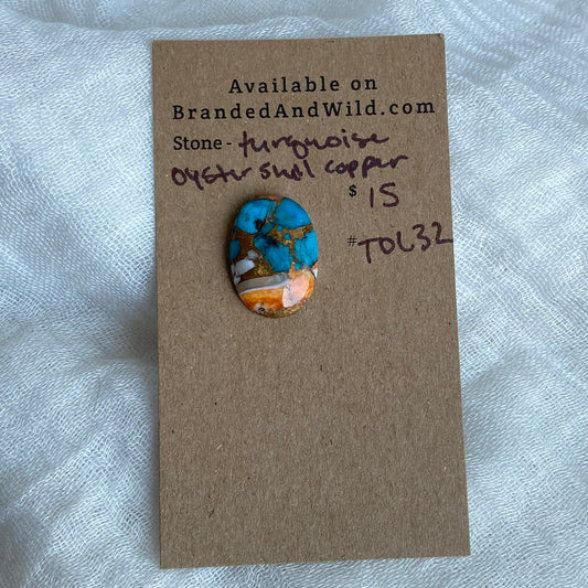 Turquoise, Oystershell, Copper Cabochon - TOC32