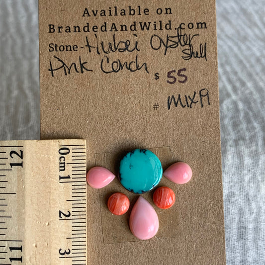 Hubei / Pink Conch / Oyster Shell Cabochon - Mix19