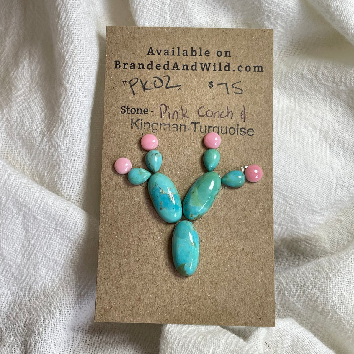 Pink Conch / Kingman Turquoise Cabochon - PK02 B3D0CDD7-AA5B-4B99-900D-44A04067DD9F Brandedandwild.com