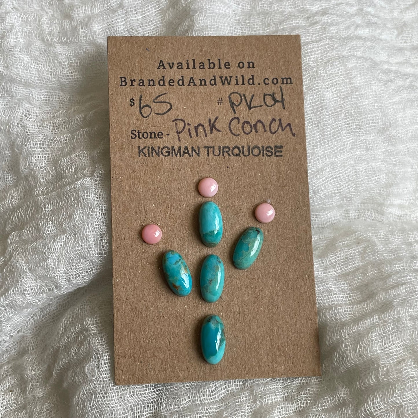Pink Conch / Kingman Turquoise Cabochon - PK04