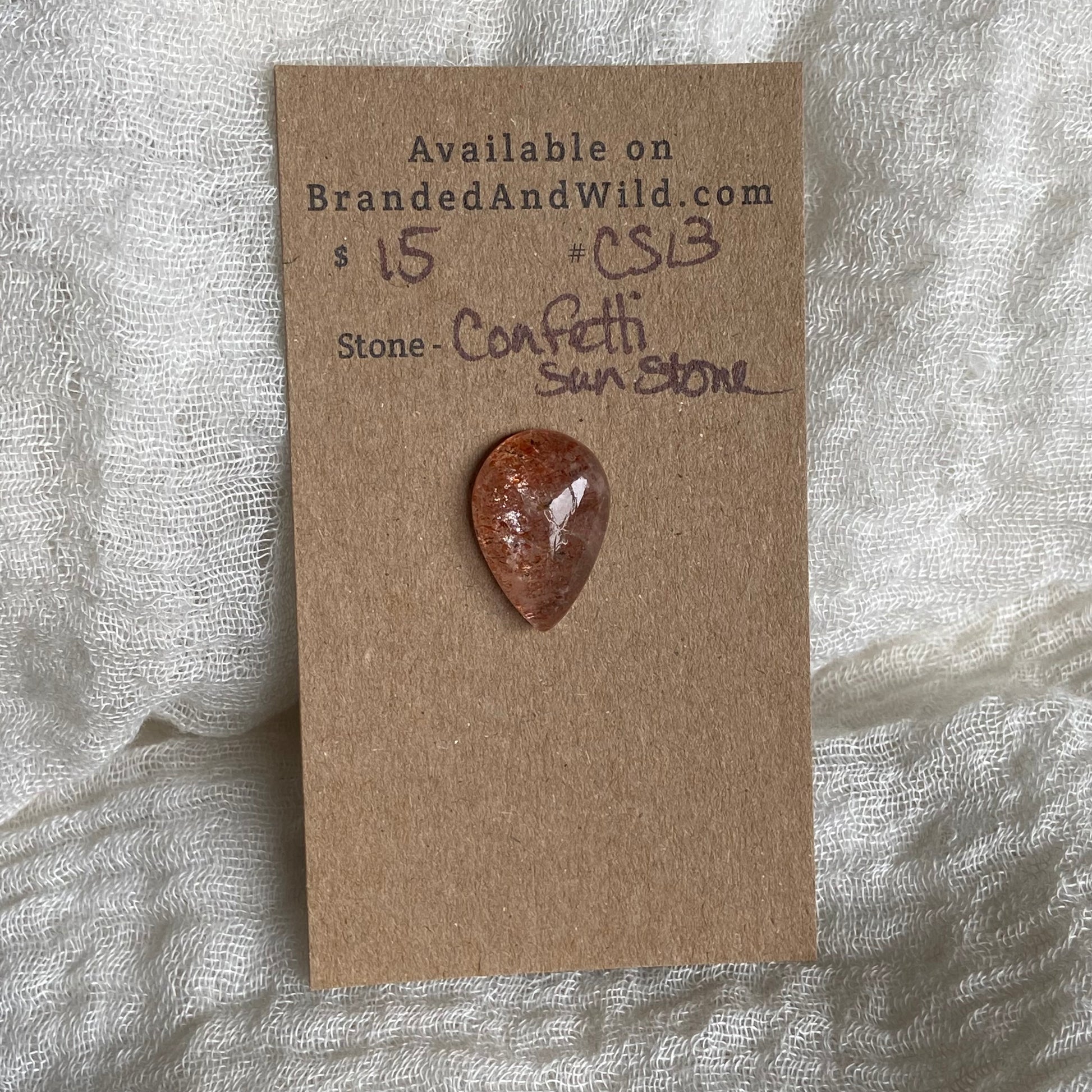 Confetti Sunstone Cabochon - CS13 B3DED8E5-D513-4D38-B3EE-90CC5D8358A5 Brandedandwild.com