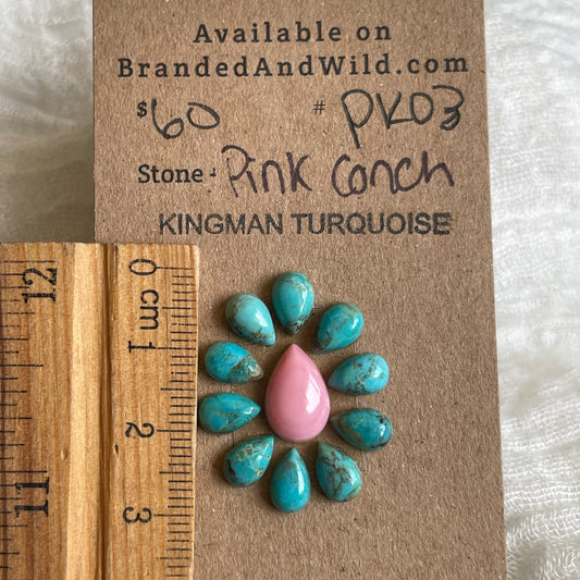 Pink Conch / Kingman Turquoise Cabochon - PK03