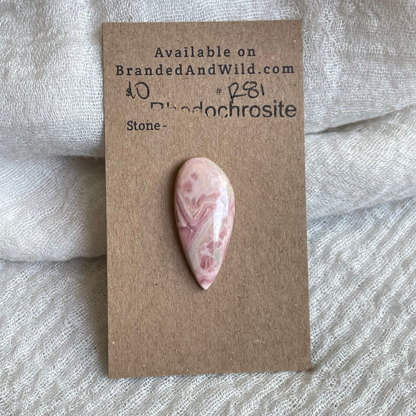 Rhodochrosite Cabochon - R81 B4793389-1690-4A46-B0EF-7A9C4E6E35AD Brandedandwild.com