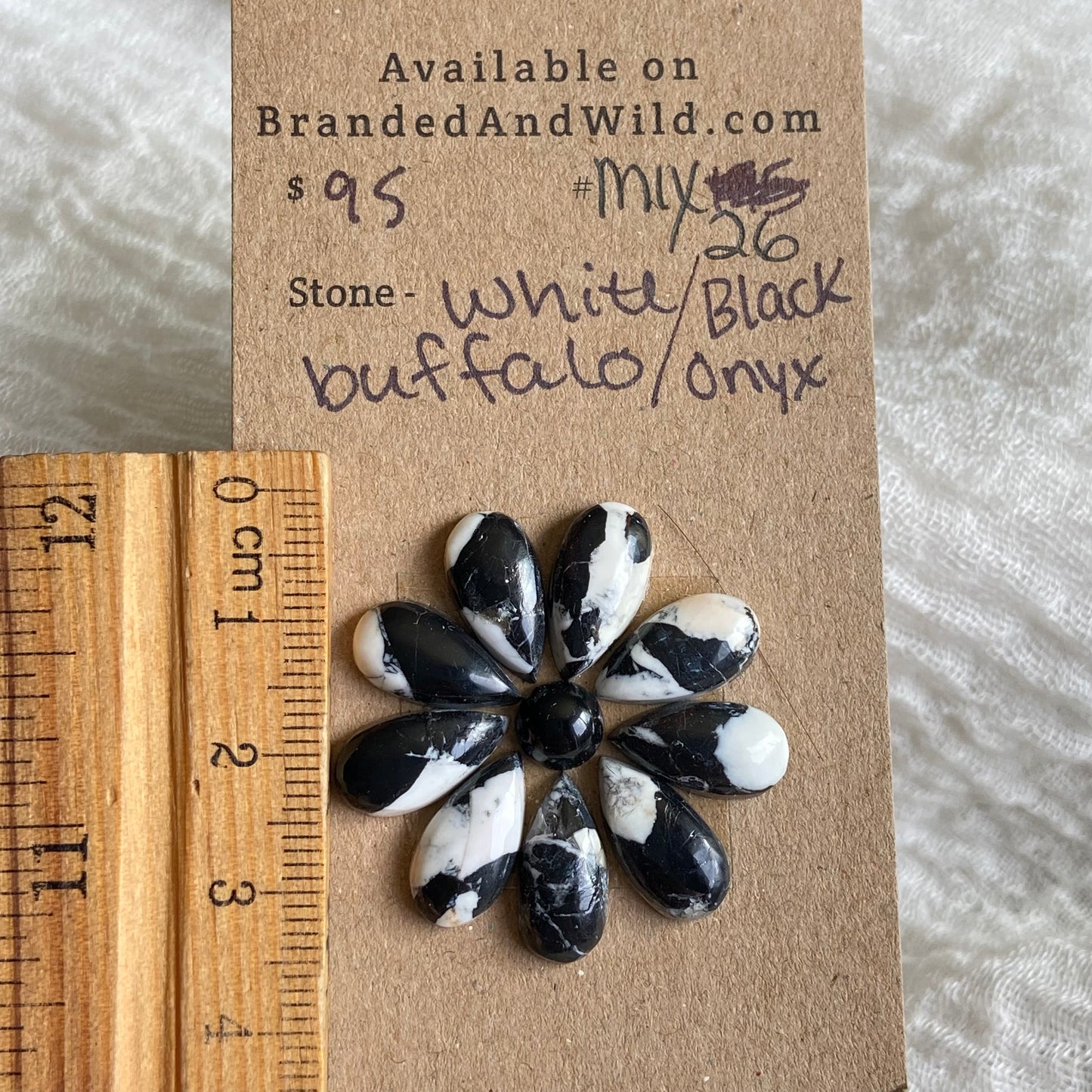 White Buffalo / Black Onyx Cabochon - Mix26 B562CC8D-9A98-4E4E-A24C-1DEB14206AAE Brandedandwild.com