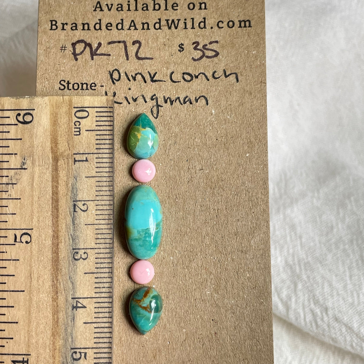 Pink Conch / Kingman Turquoise Cabochon - PK72 B58C1228-8E4B-41E9-9EA6-D2F58E460D11 Brandedandwild.com