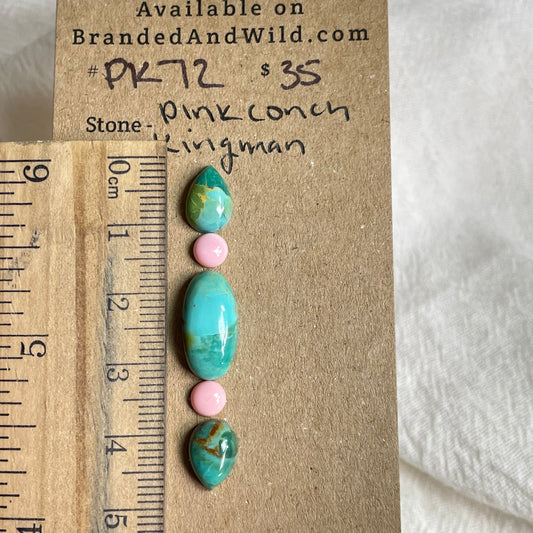 Pink Conch / Kingman Turquoise Cabochon - PK72 B58C1228-8E4B-41E9-9EA6-D2F58E460D11 Brandedandwild.com