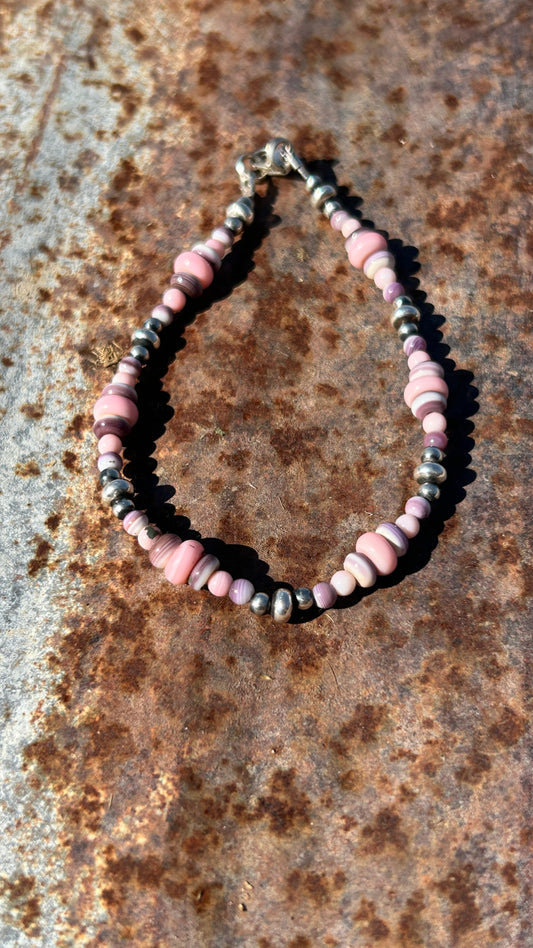 Pink Conch/Purple Oyster Shell Navajo Pearl Bracelet