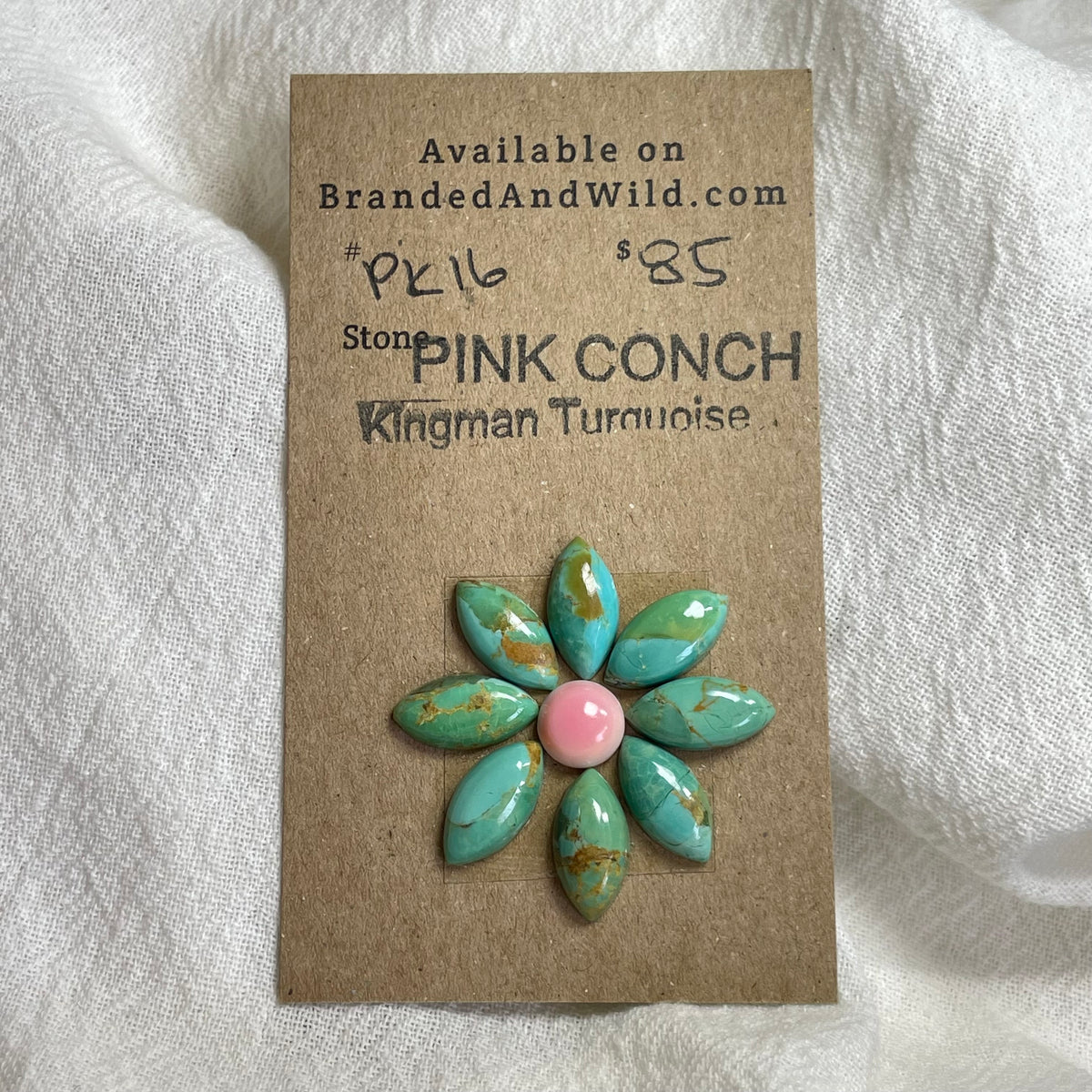 Pink Conch / Kingman Turquoise Cabochon - PK16