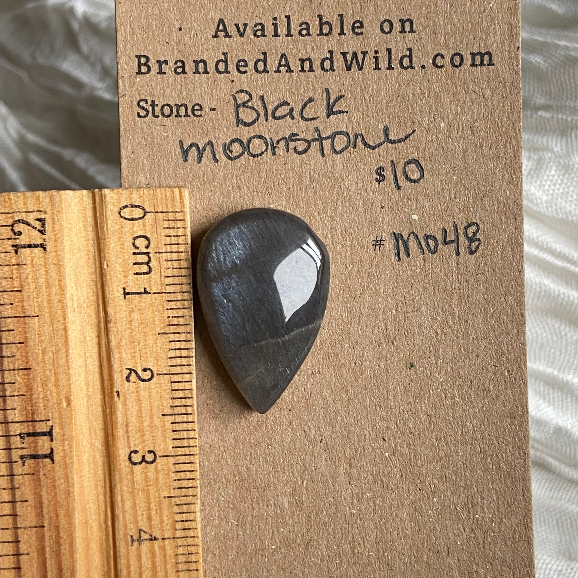 Black Moonstone Cabochon - M048 B6AFE755-C578-4573-80F1-405379957836 Brandedandwild.com