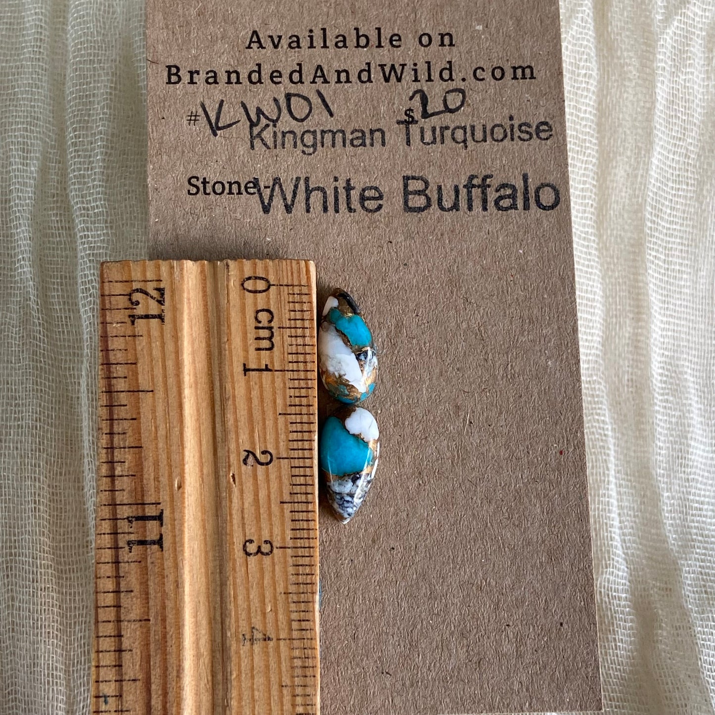 Kingman Turquoise, White Buffalo, Copper Cabochon - KW01