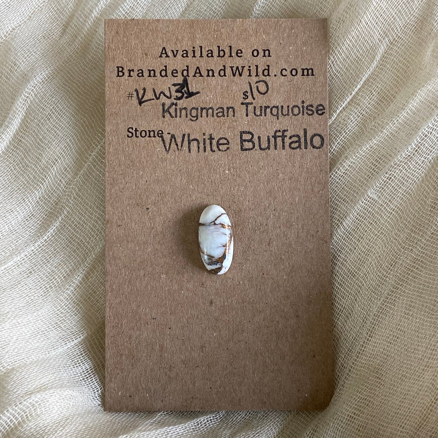 Kingman Turquoise, White Buffalo, Copper Cabochon - KW31