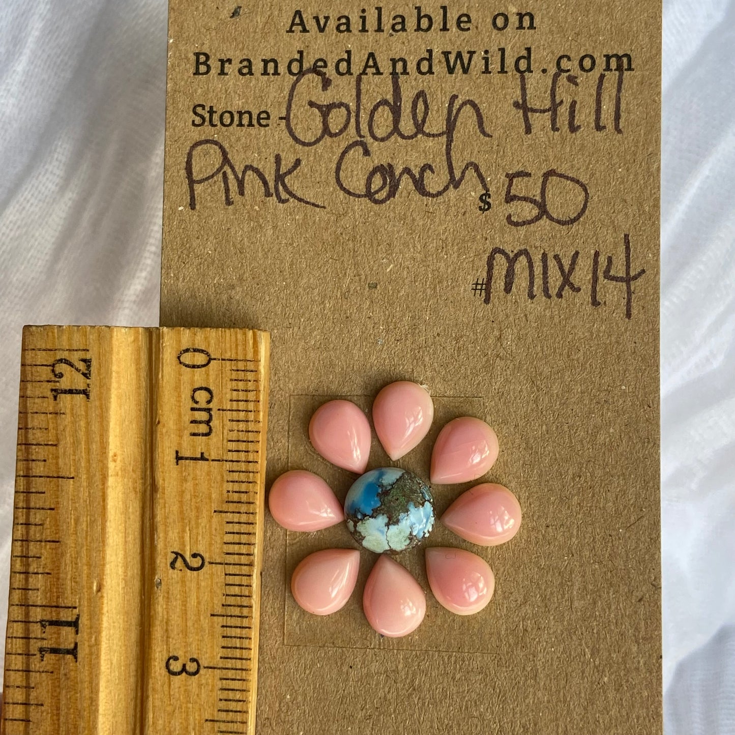 Golden Hill/Pink Conch Cabochon - Mix14