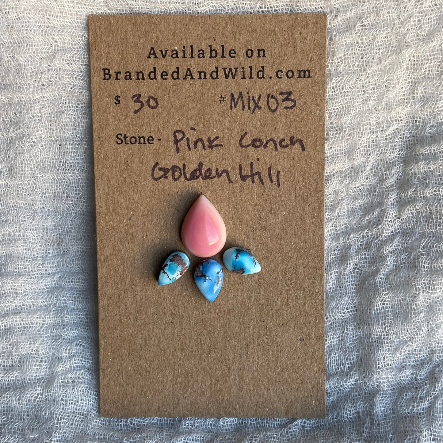 Pink Conch/Golden Hill Cabochon - MIX03