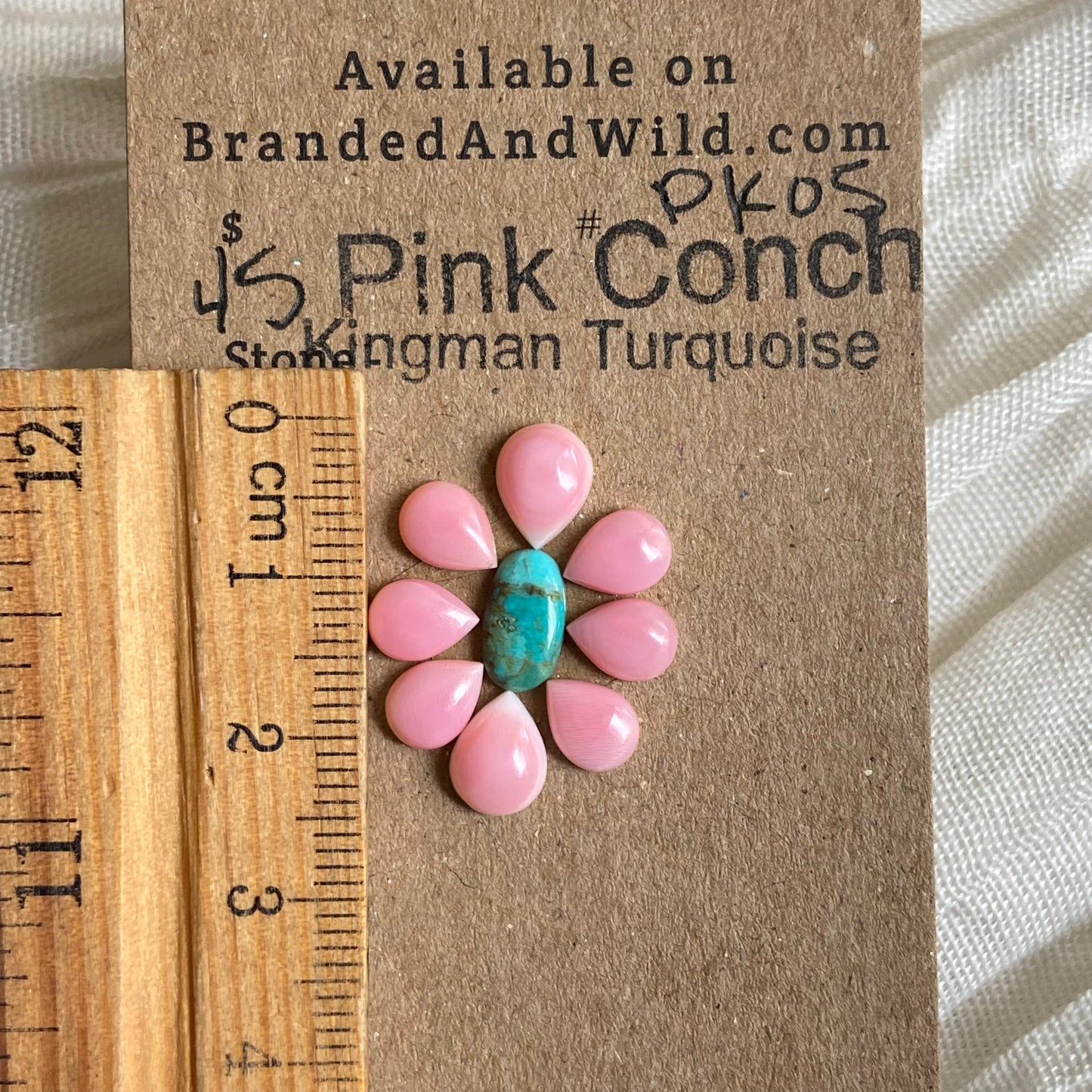 Pink Conch / Kingman Turquoise Cabochon - PK05 B96F54C8-B14A-4437-9F5E-DE4FB08BF82F Brandedandwild.com