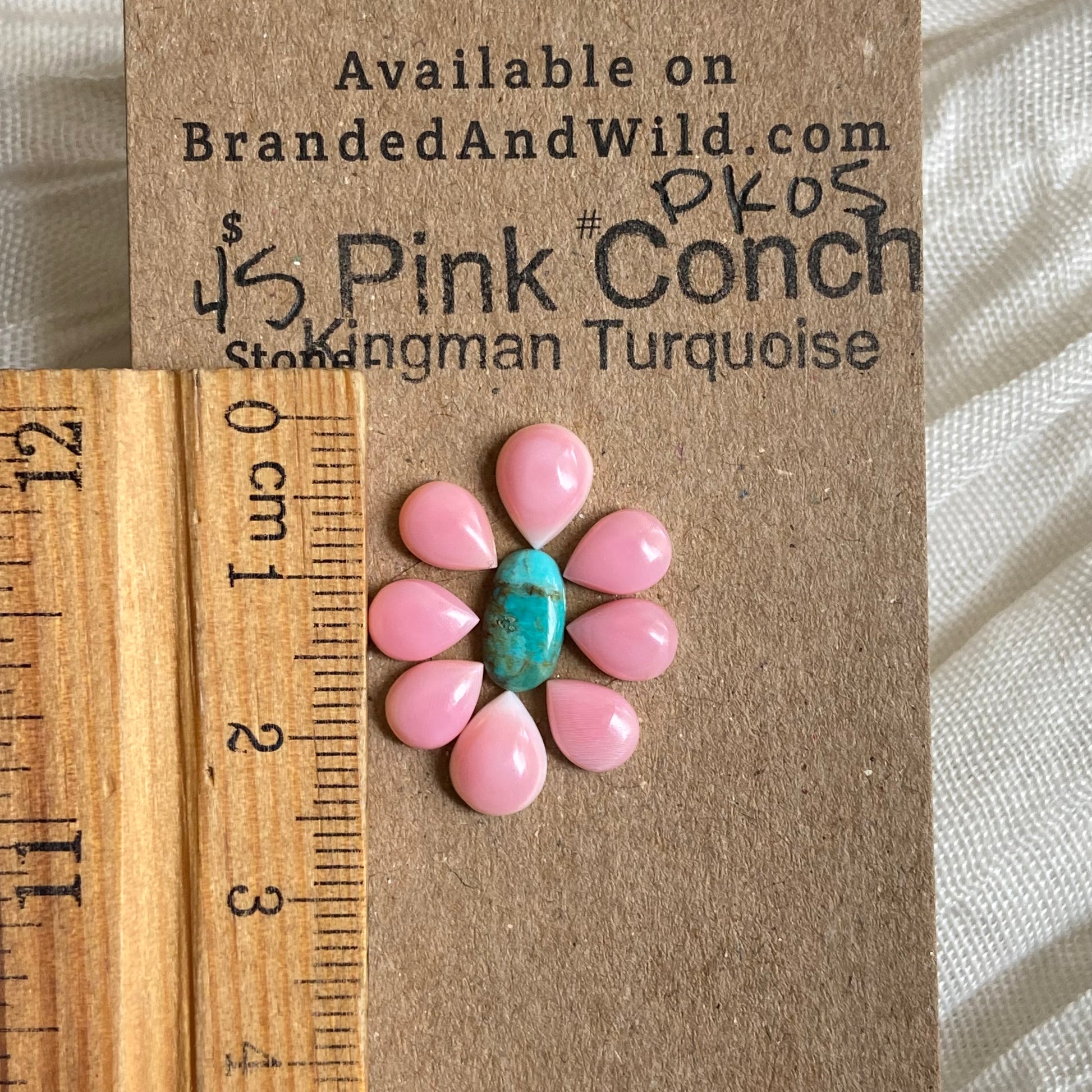 Pink Conch / Kingman Turquoise Cabochon - PK05 B96F54C8-B14A-4437-9F5E-DE4FB08BF82F Brandedandwild.com