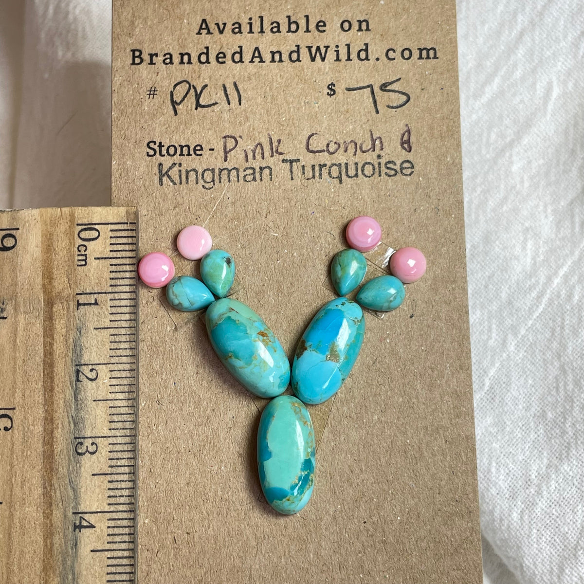 Pink Conch / Kingman Turquoise Cabochon - PK11 B97530AF-F953-41CD-BF9D-F25EDCF61D2B Brandedandwild.com