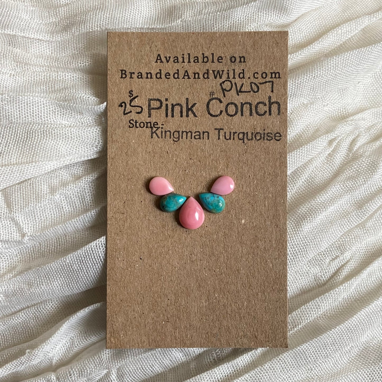 Pink Conch / Kingman Turquoise Cabochon - PK07 BA5C3BA8-0317-4C48-9EAA-FBA5387A3B48 Brandedandwild.com
