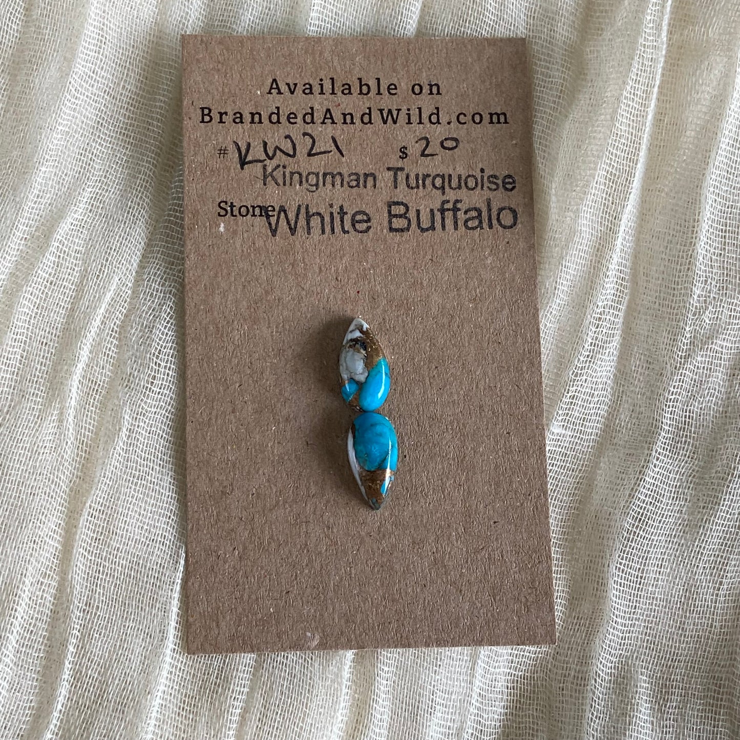 Kingman Turquoise, White Buffalo, Copper Cabochon - KW21