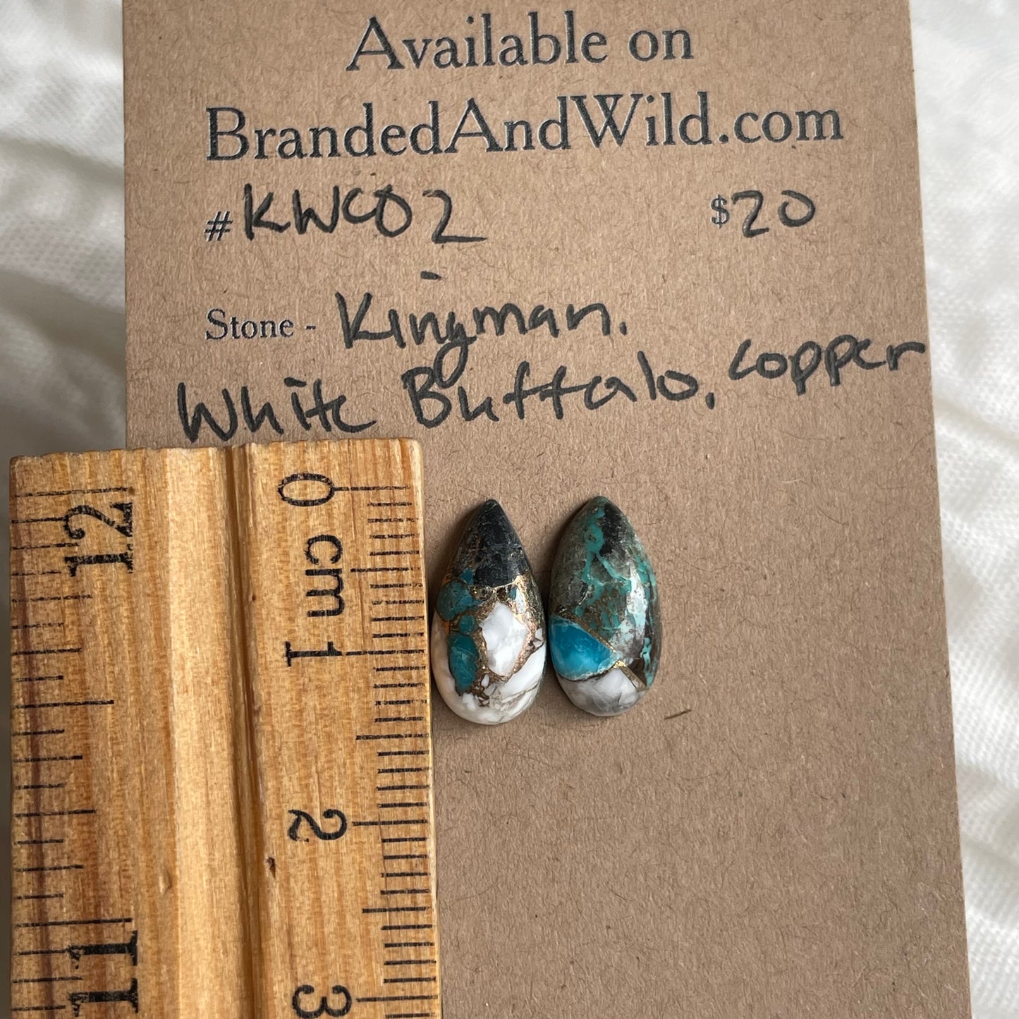 Kingman Turquoise, White Buffalo, Copper Cabochon - KWC02 BCC702B7-AEFA-4DC3-B50B-61A4FA39B71A Brandedandwild.com