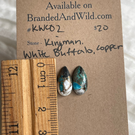 Kingman Turquoise, White Buffalo, Copper Cabochon - KWC02 BCC702B7-AEFA-4DC3-B50B-61A4FA39B71A Brandedandwild.com