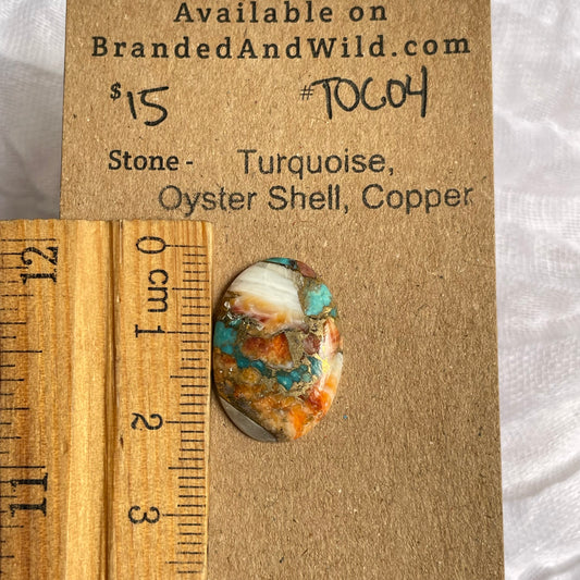 Turquoise, Oyster Shell, Copper Cabochon - TOC04 BD76723C-1694-4536-A0C7-32E7BF7B5B40 Brandedandwild.com