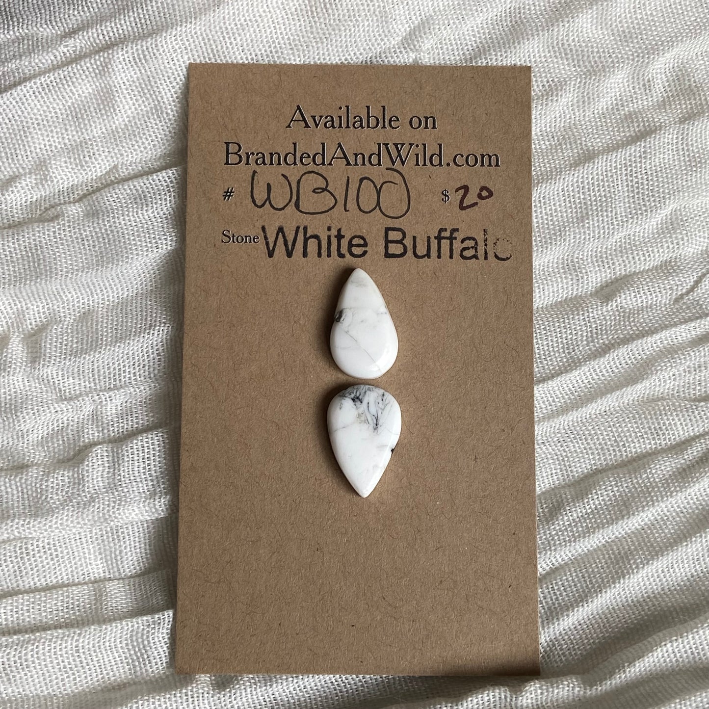 White Buffalo Cabochon - WB100 BD91CD24-7A8D-4801-8031-7F28155BE3F5 Brandedandwild.com