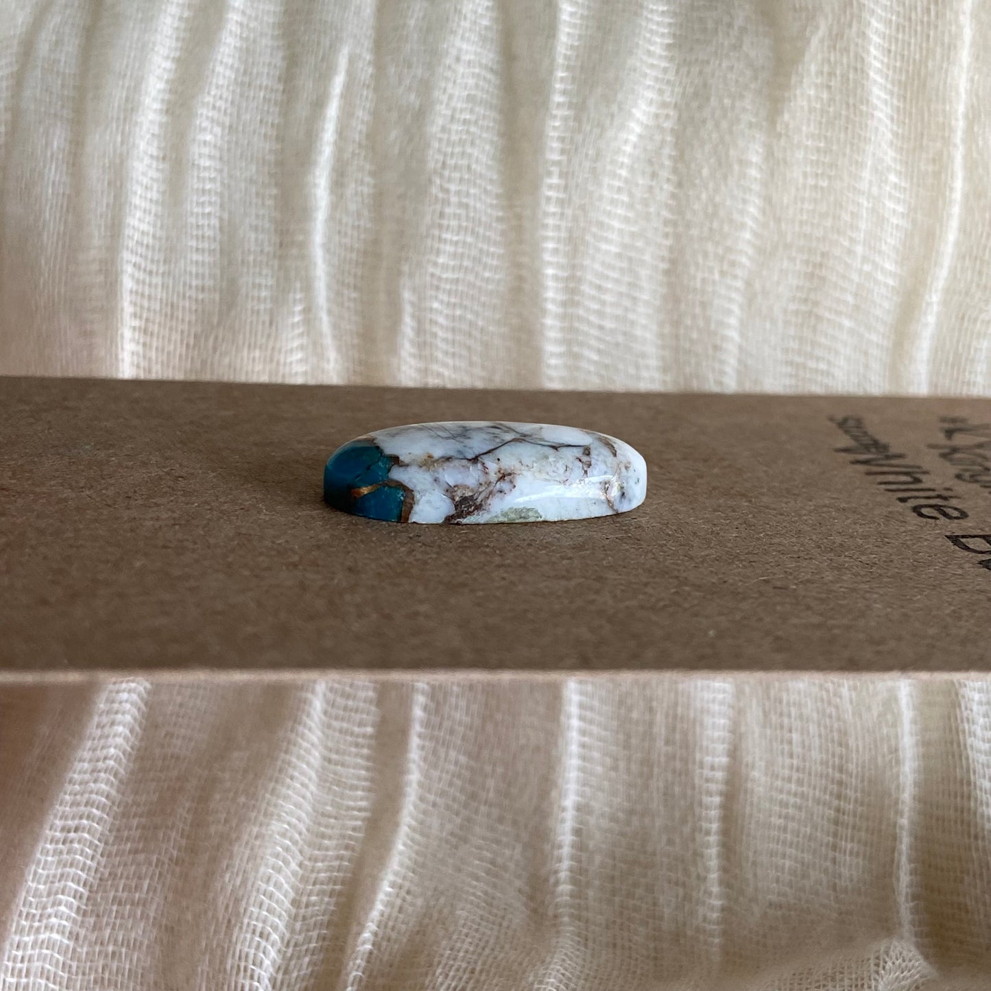 Kingman Turquoise, White Buffalo, Copper Cabochon - KW07
