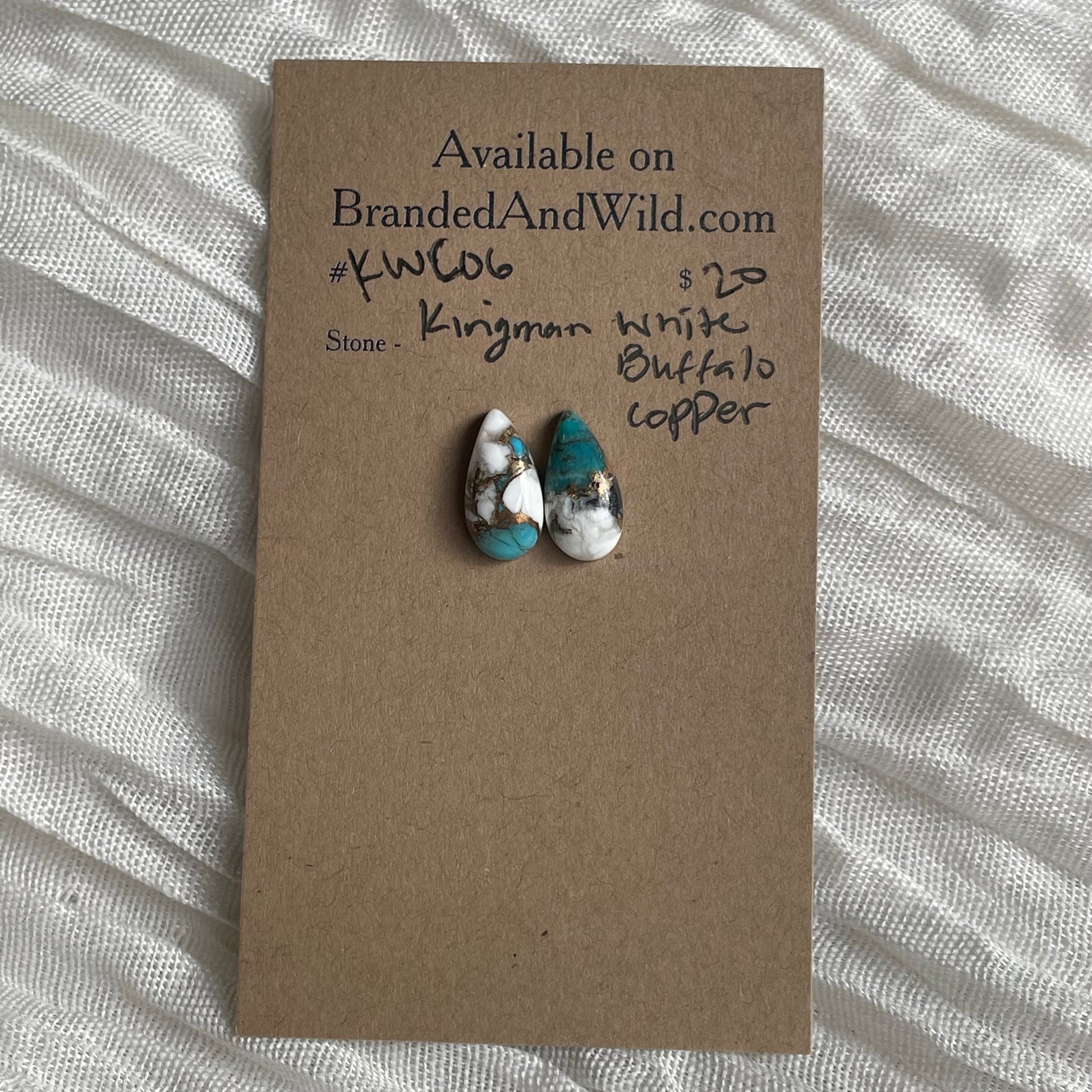 Kingman Turquoise, White Buffalo, Copper Cabochon - KWC06 BFB4F410-409D-4758-80B0-DE202E5E106E Brandedandwild.com