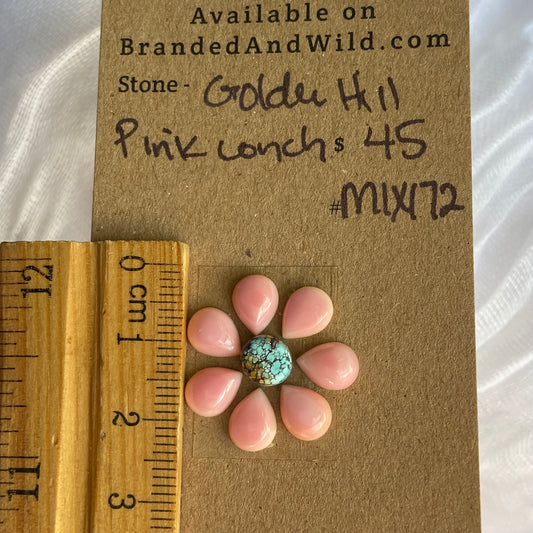 Golden Hill/Pink Conch Cabochon - Mix172