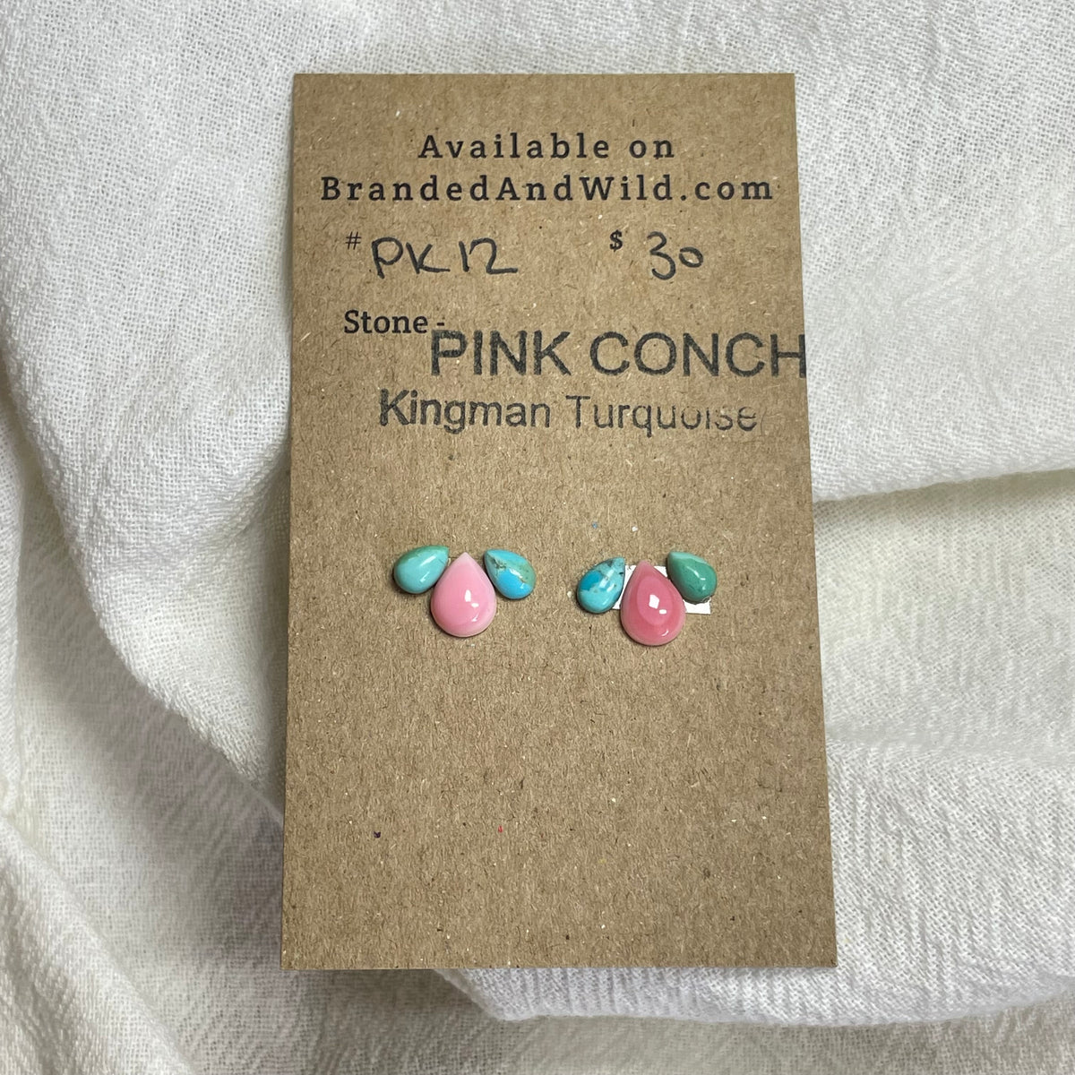 Pink Conch / Kingman Turquoise Cabochon - PK12 C0603450-3E2A-4310-8B97-D1E78BA7B42E Brandedandwild.com
