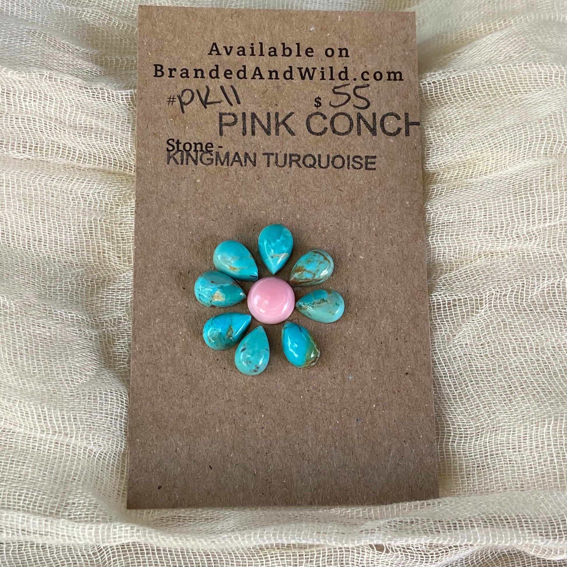 Pink Conch / Kingman Cabochon - PK11 C08AF511-871D-4689-8EB1-68A156B43F38 Brandedandwild.com