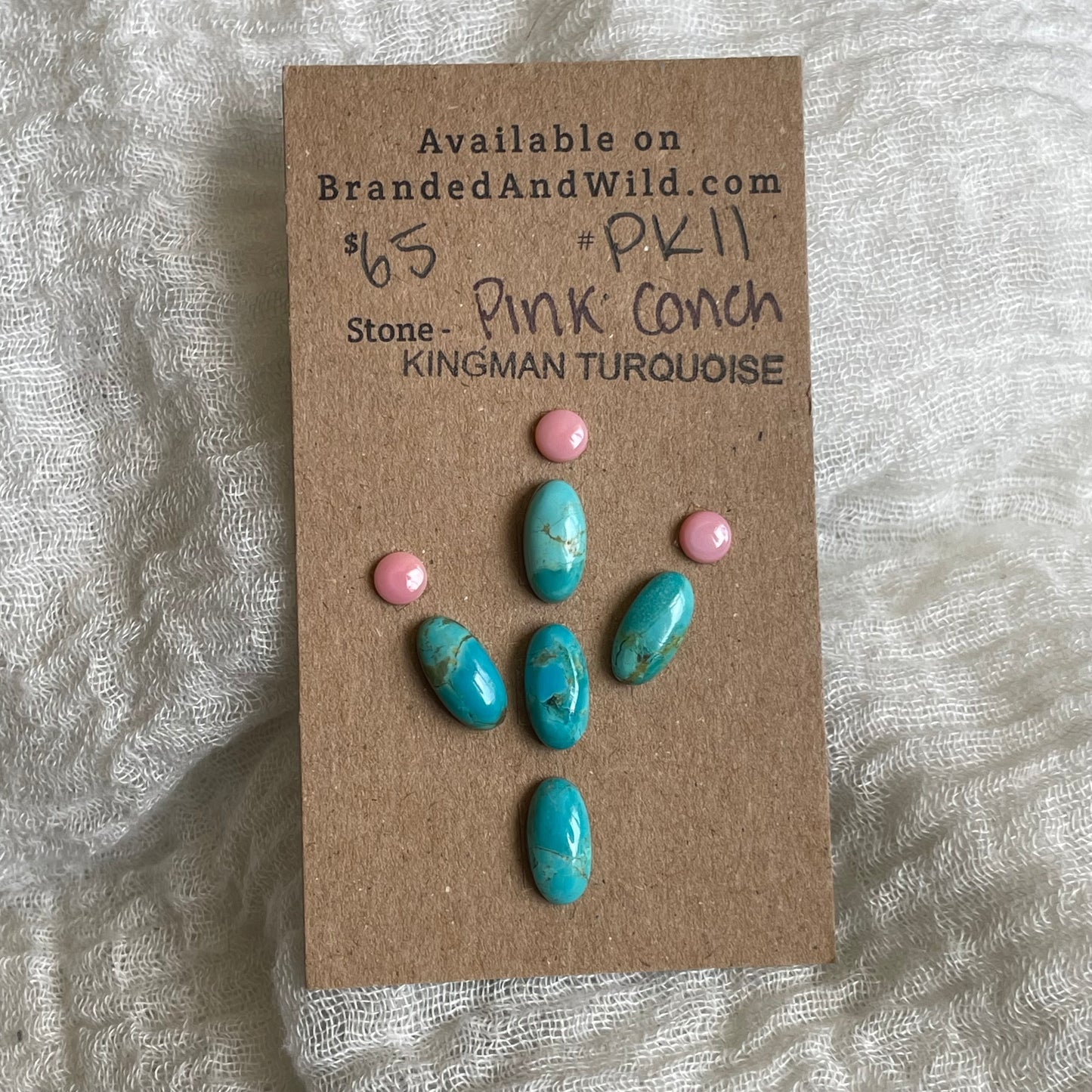 Pink Conch / Kingman Turquoise Cabochon - PK11