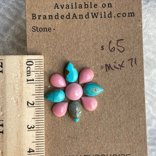 Pink Conch - Kingman Turquoise Cabochon - MIX71