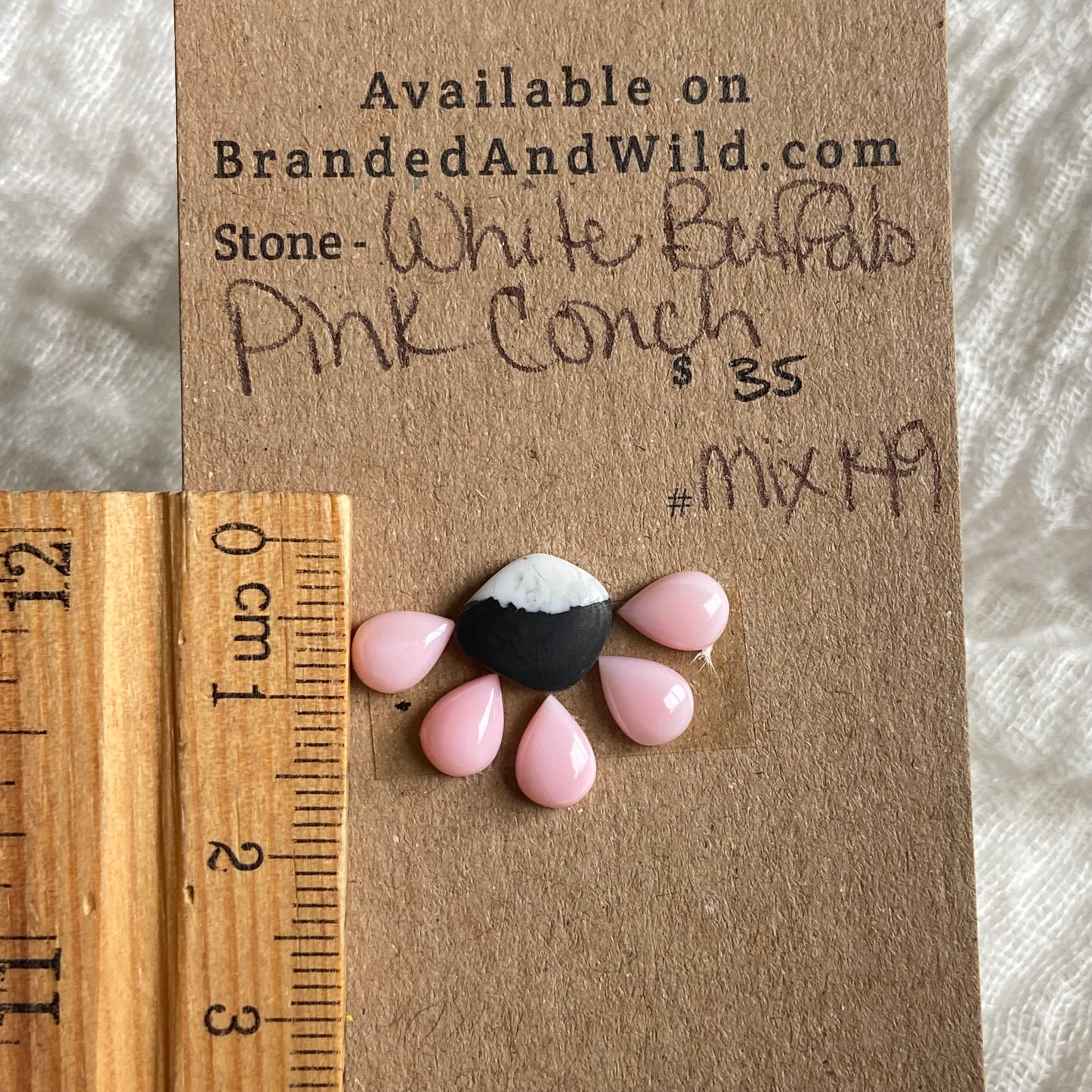 Pink Conch / White Buffalo Cabochon - MIX149 C332B31F-9EEF-4022-9E69-5361ADFC0527 Brandedandwild.com