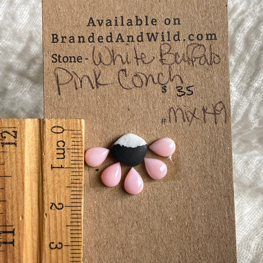 Pink Conch / White Buffalo Cabochon - MIX149 C332B31F-9EEF-4022-9E69-5361ADFC0527 Brandedandwild.com
