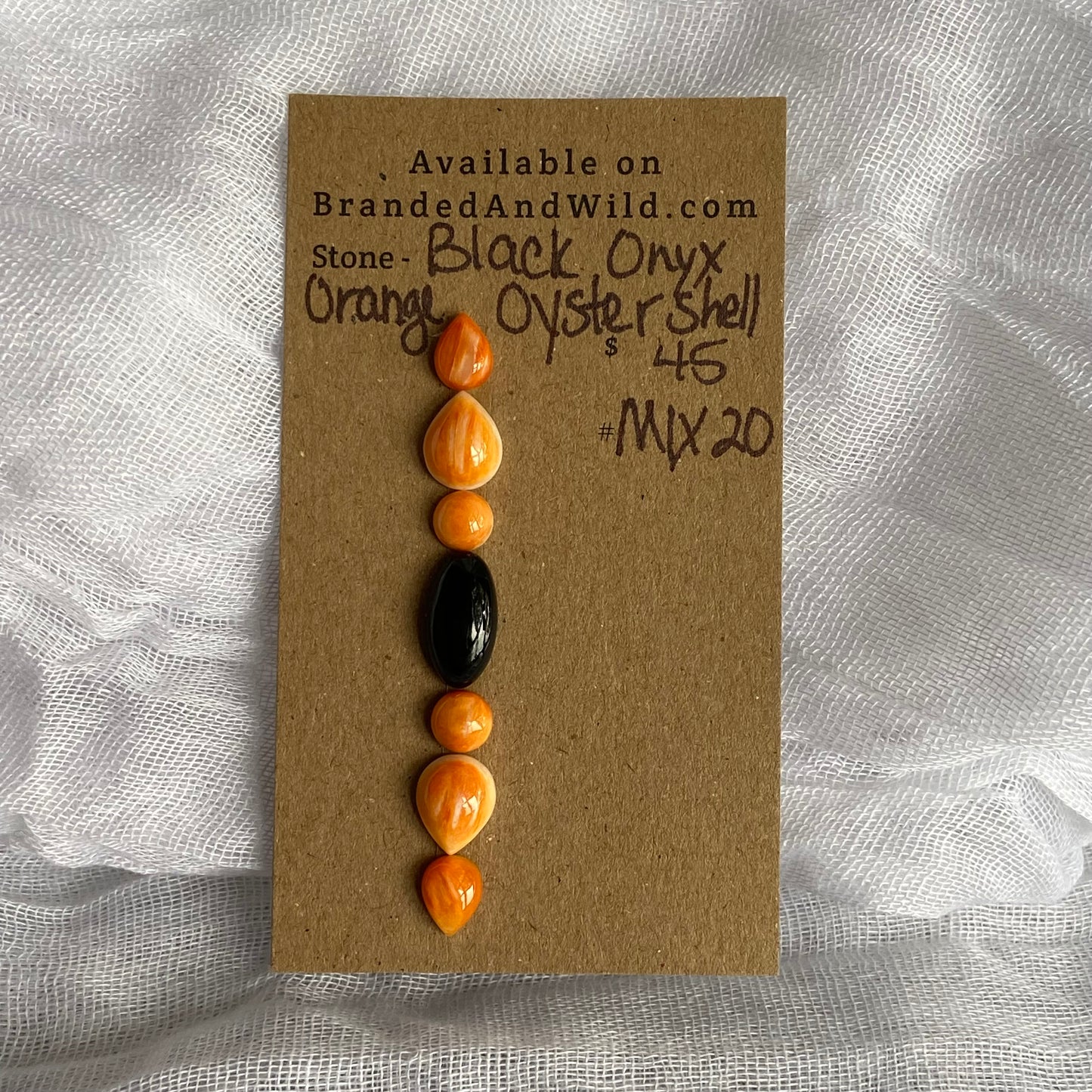 Oyster Shell / Black Onyx Cabochon - MIX20