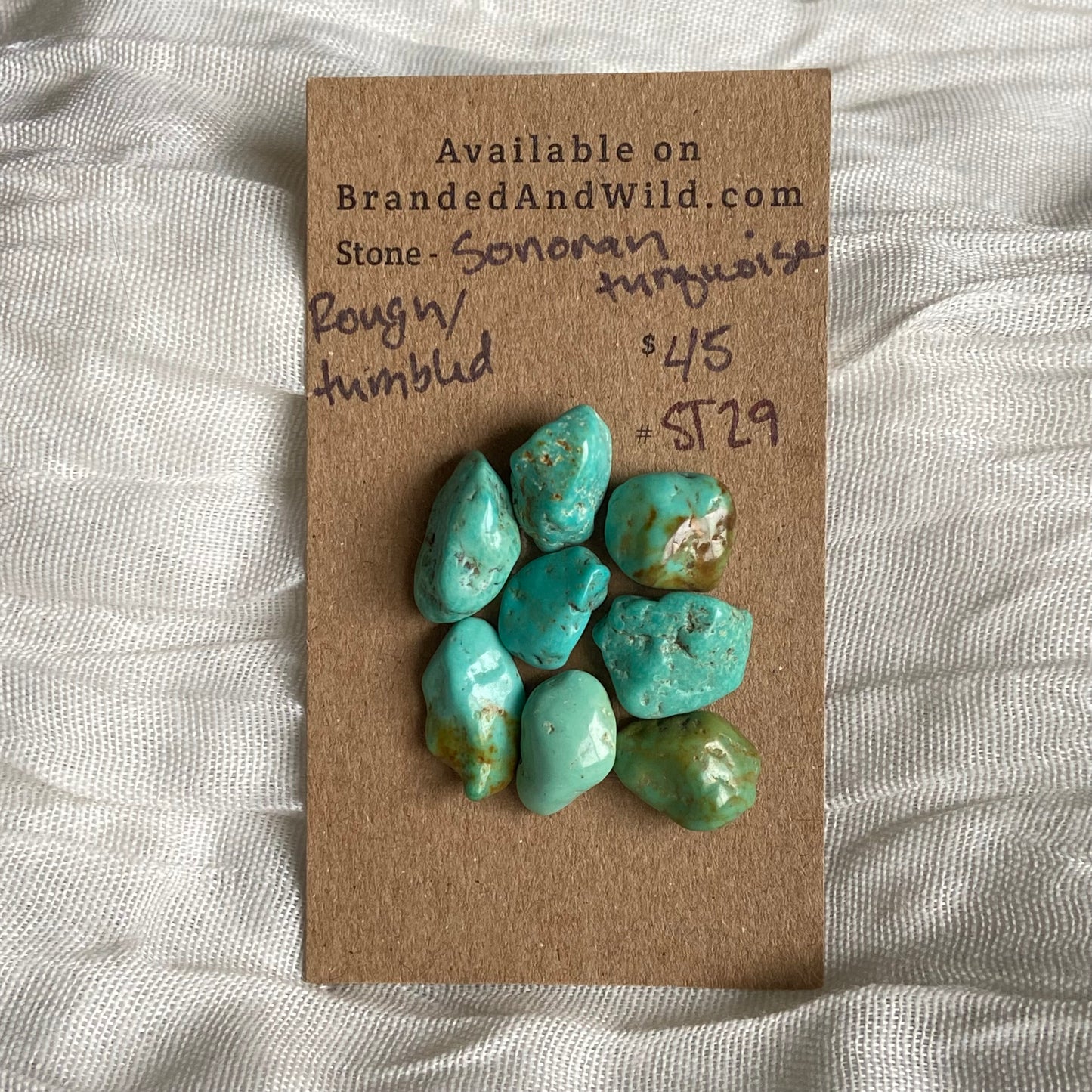 Sonoran Turquoise Rough Tumbled Cabochon - ST29 C44976F7-6085-46BD-B160-76C4FAC5E4F2 Brandedandwild.com