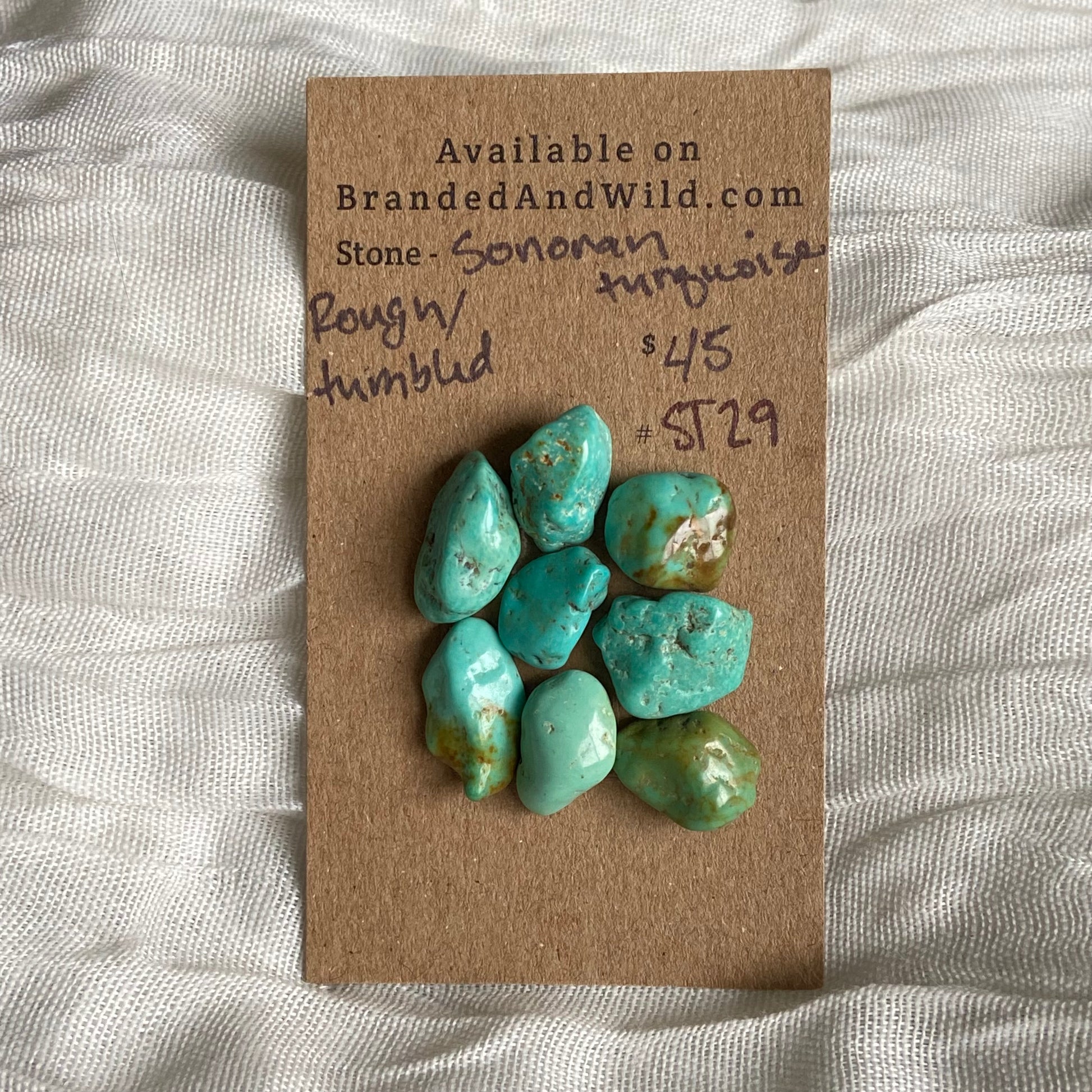 Sonoran Turquoise Rough Tumbled Cabochon - ST29 C44976F7-6085-46BD-B160-76C4FAC5E4F2 Brandedandwild.com