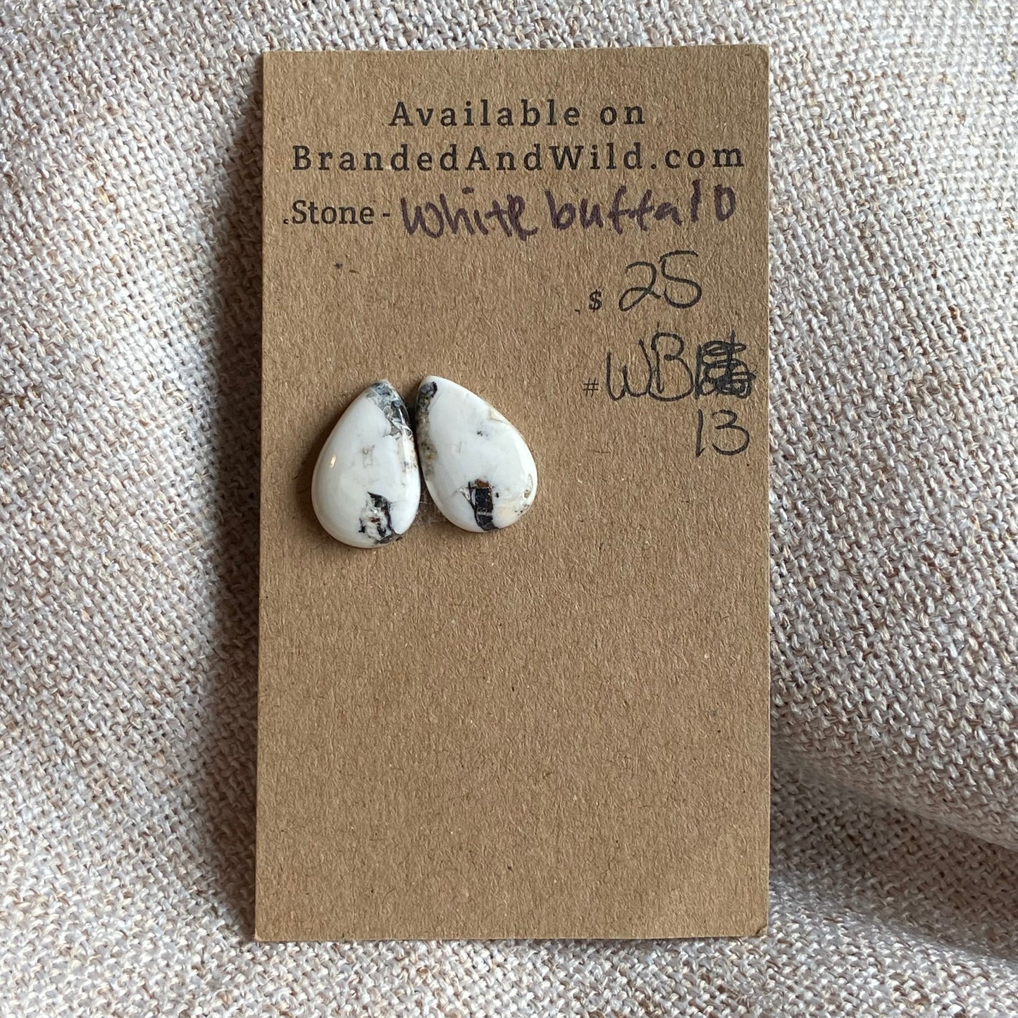 White Buffalo Cabochon - WB13 C4C71CE6-7C11-43B8-BCB9-1F89488281FF Brandedandwild.com
