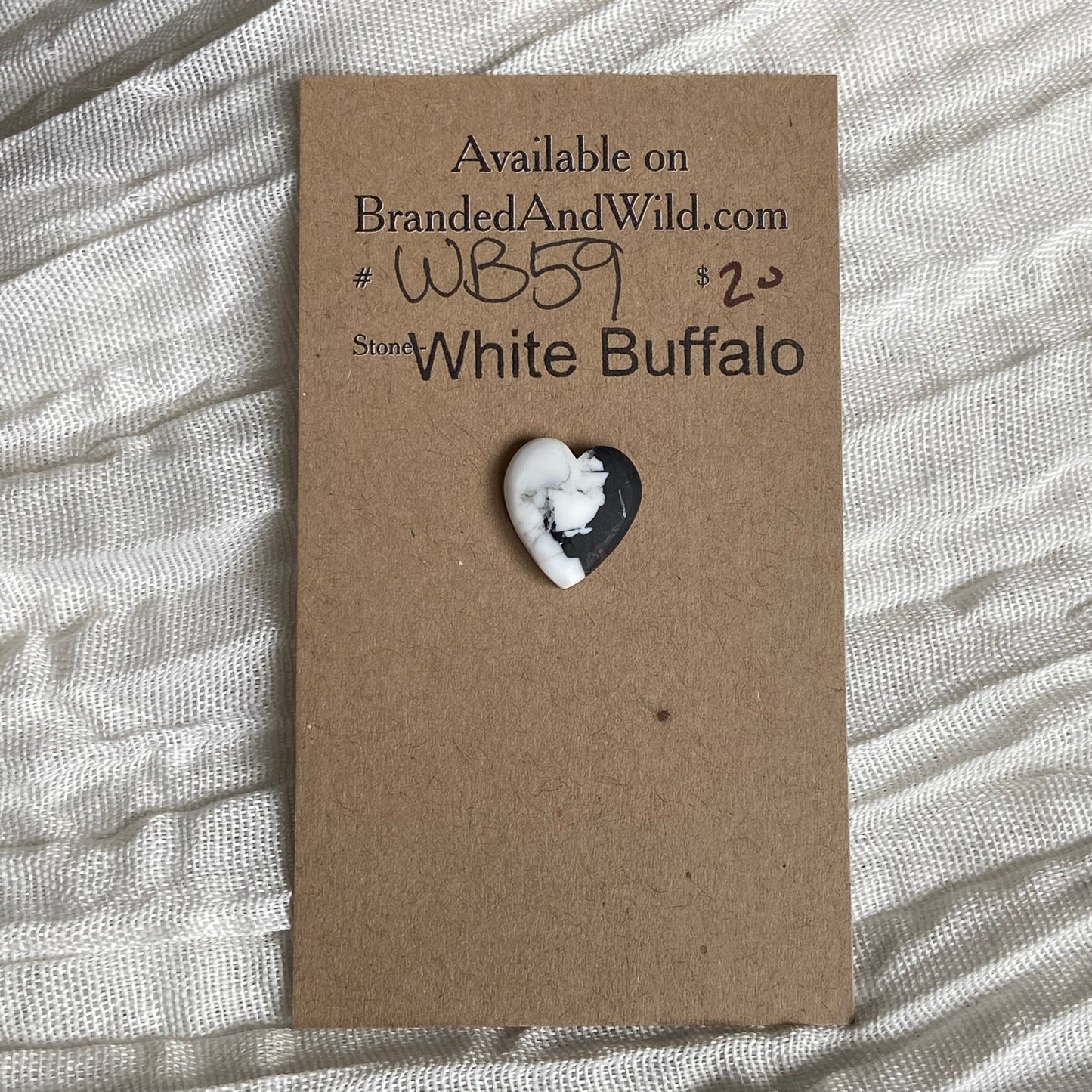 White Buffalo Cabochon - WB59 C4E95DAE-04DB-49D8-B2BB-32DA0464FD68 Brandedandwild.com