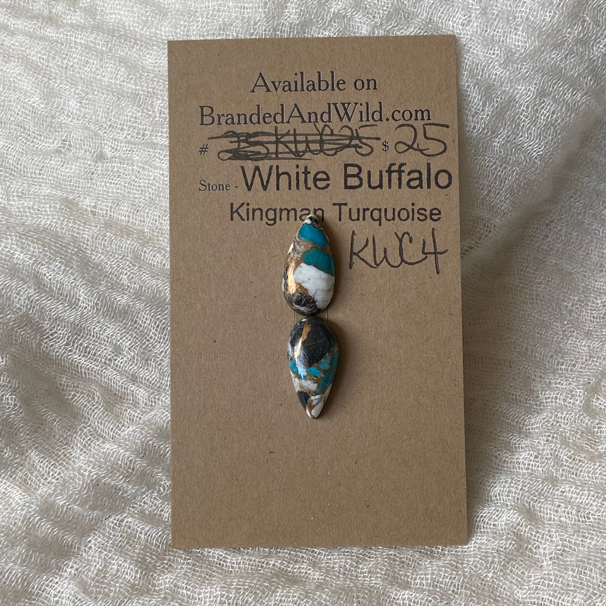 Kingman Turquoise, White Buffalo, Copper Cabochon - KWC4 C526A77E-5AD2-403D-975E-1BA71D55443A Brandedandwild.com