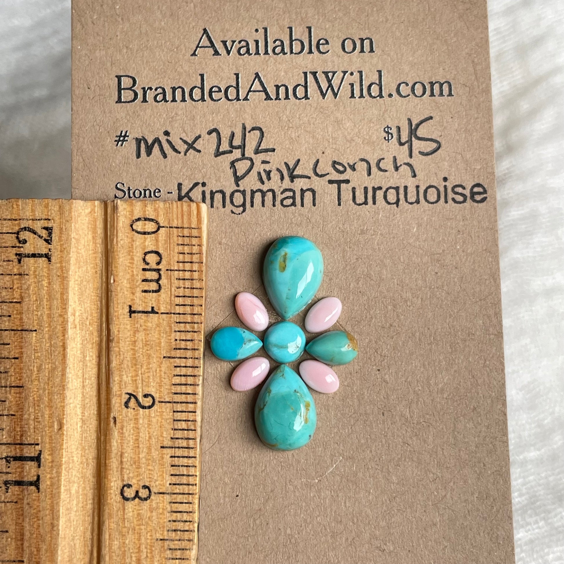 Kingman Turquoise / Pink Conch Cabochon - Mix242 C5793DEE-868D-4060-AC22-958602D447C0 Brandedandwild.com