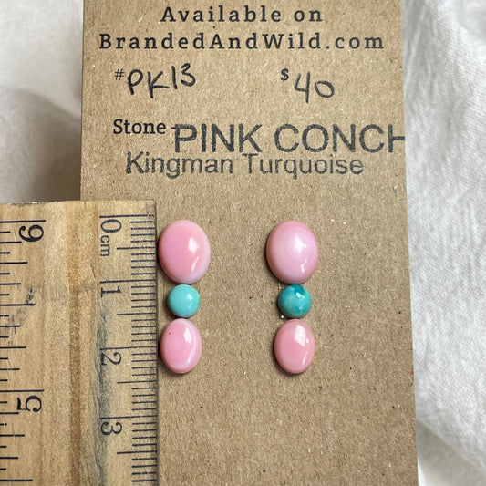 Pink Conch / Kingman Turquoise Cabochon - PK13 C5996D03-CDCC-4C41-8AB7-DA2474103040 Brandedandwild.com